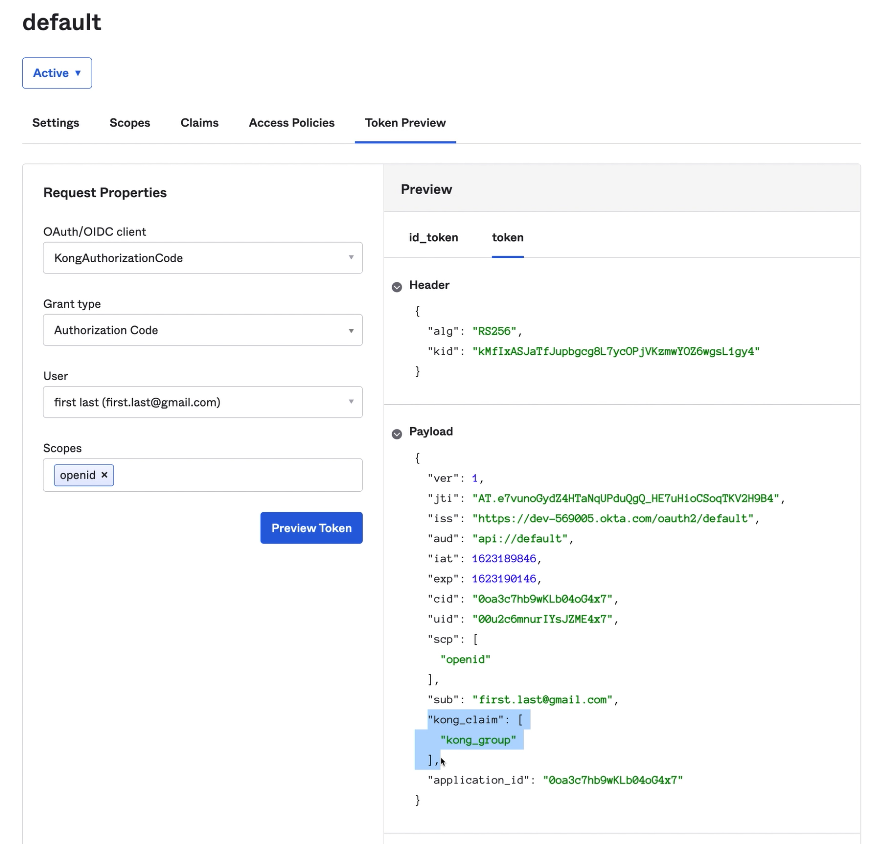 Okta Preview Token with Kong
