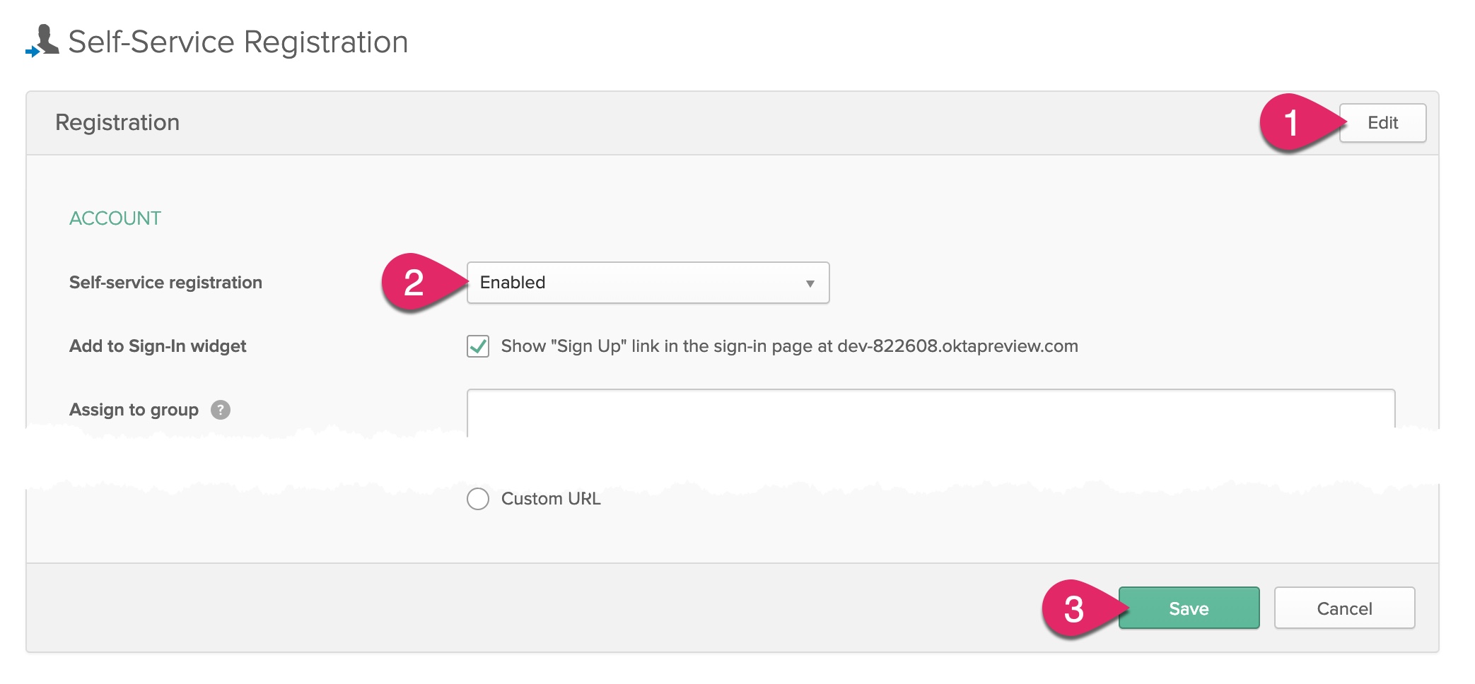 Enable self-service registration