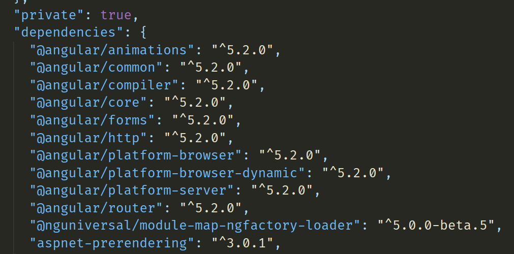 project.json file showing version 5.2.0