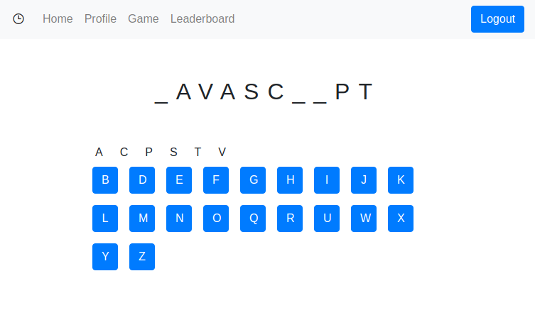 The completed game. Can you guess the word?