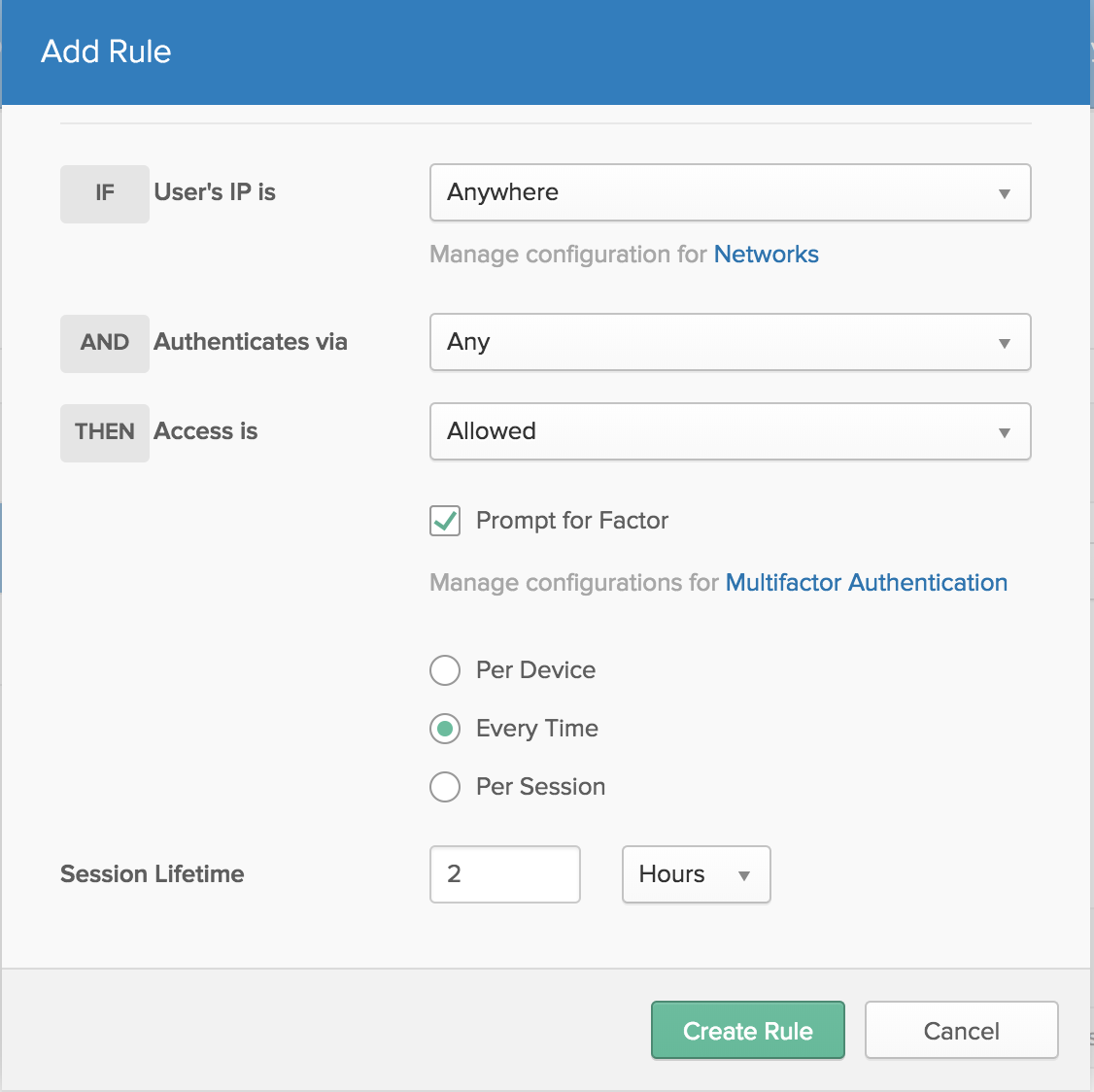 MFAers Sign-on Rule