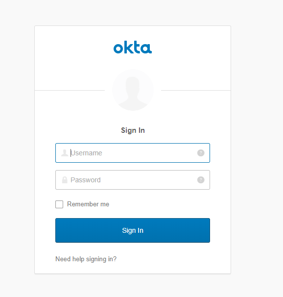 Okta Login Page