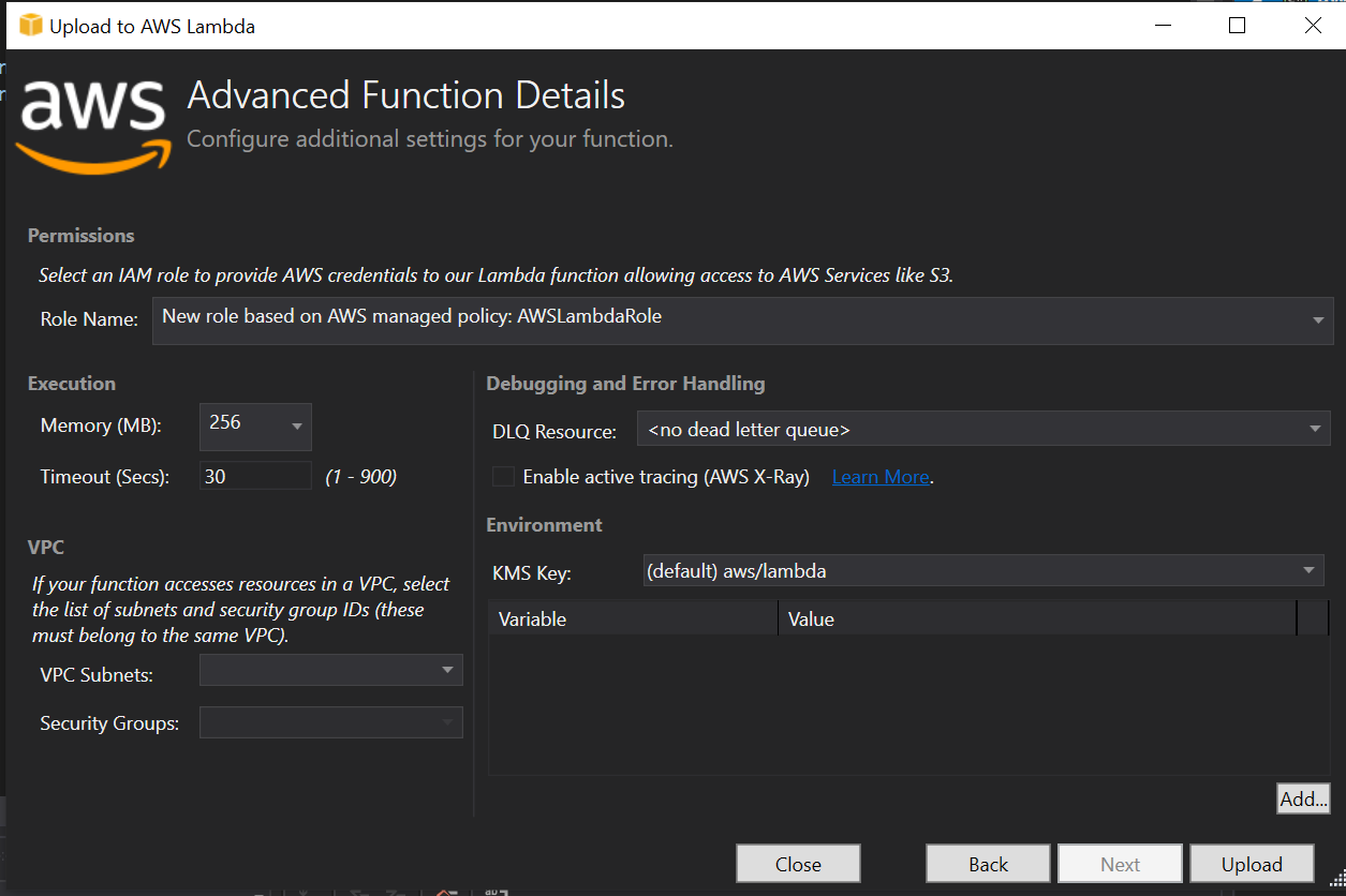 AWS Lambda Advanced Function Details