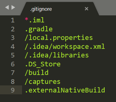 gitignore file contents