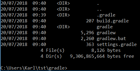 Gradle init output