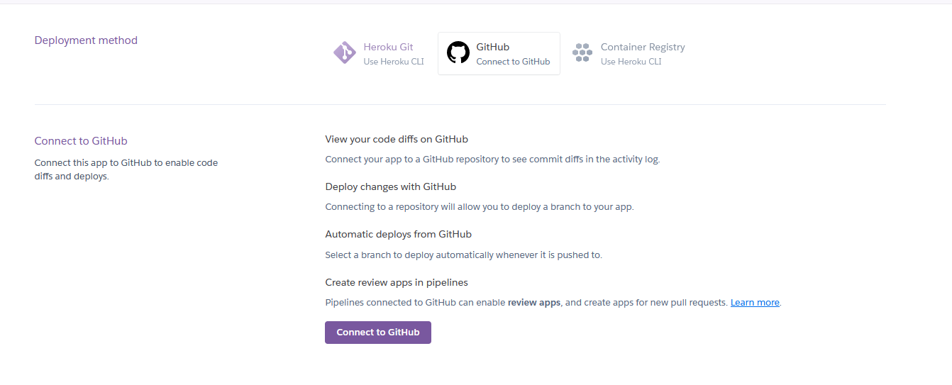 Connect Heroku to GitHub