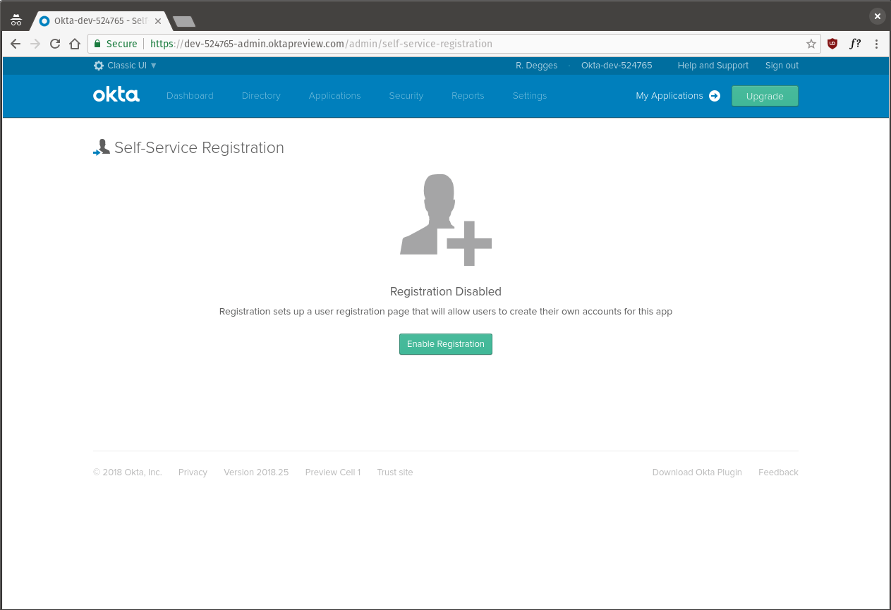 Okta Self-Service Registration Page