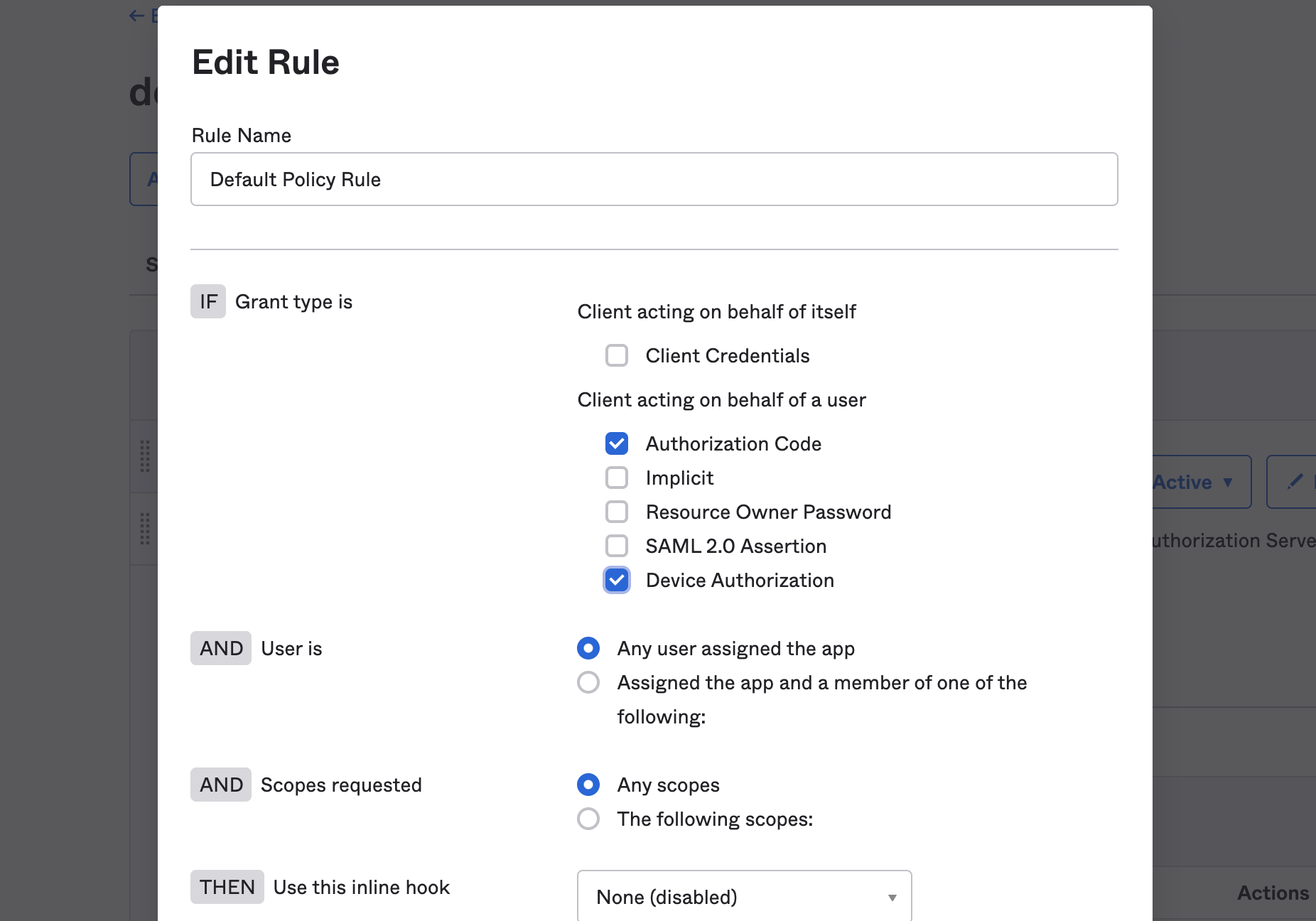 enable device flow on a custom Authorization Server