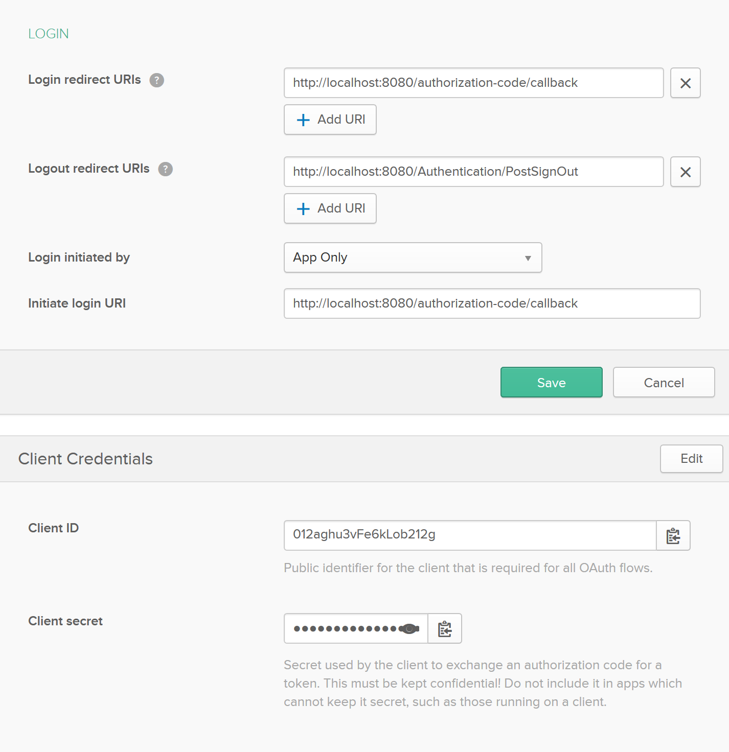 Okta Application URI and Credentials