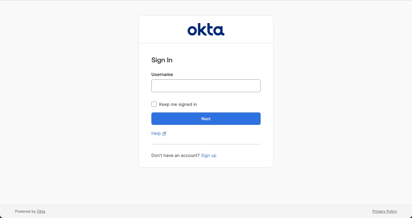 Default Okta-hosted Sign-In Widget