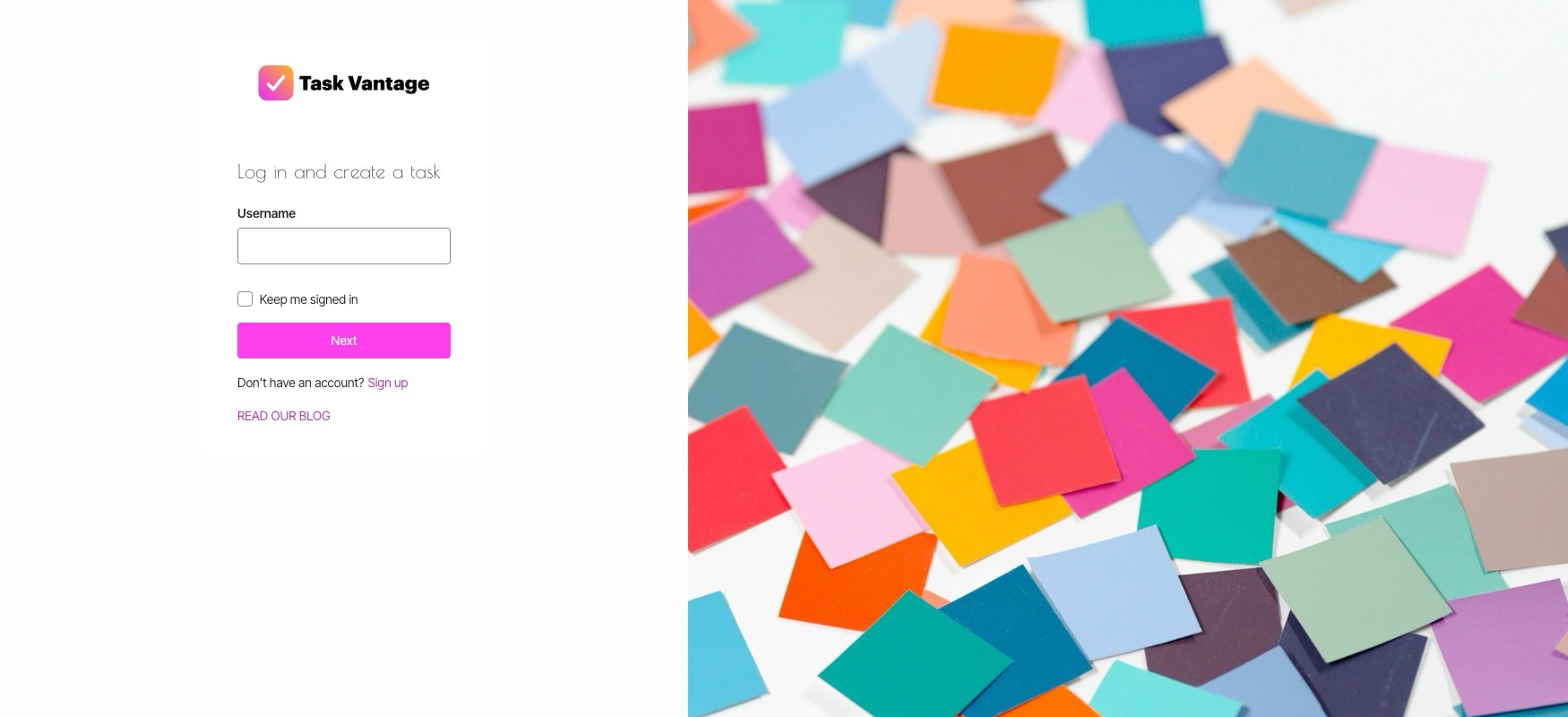 A customized Okta-hosted Sign-In Widget with custom elements, colors, and styles