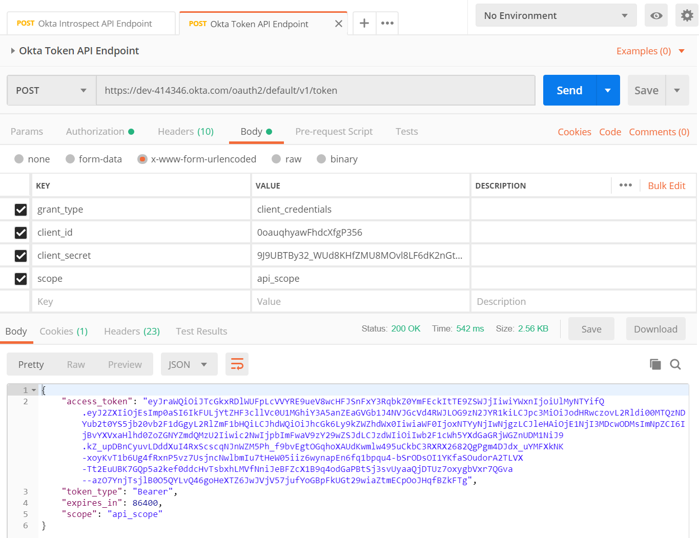 Get access token with Postman