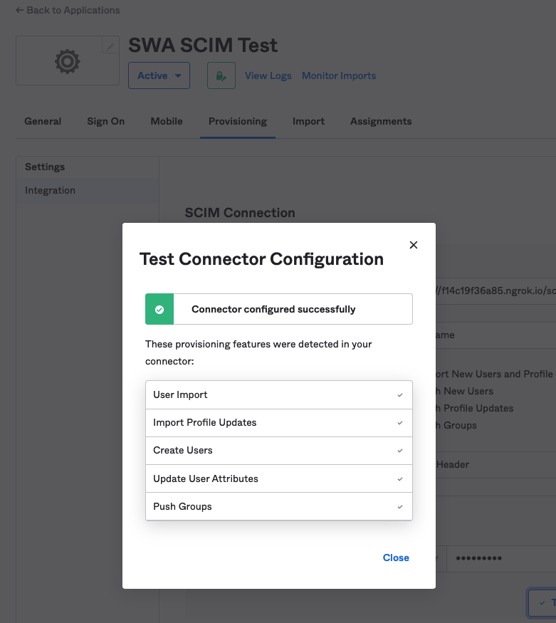 Test Connector Configuration UI Image