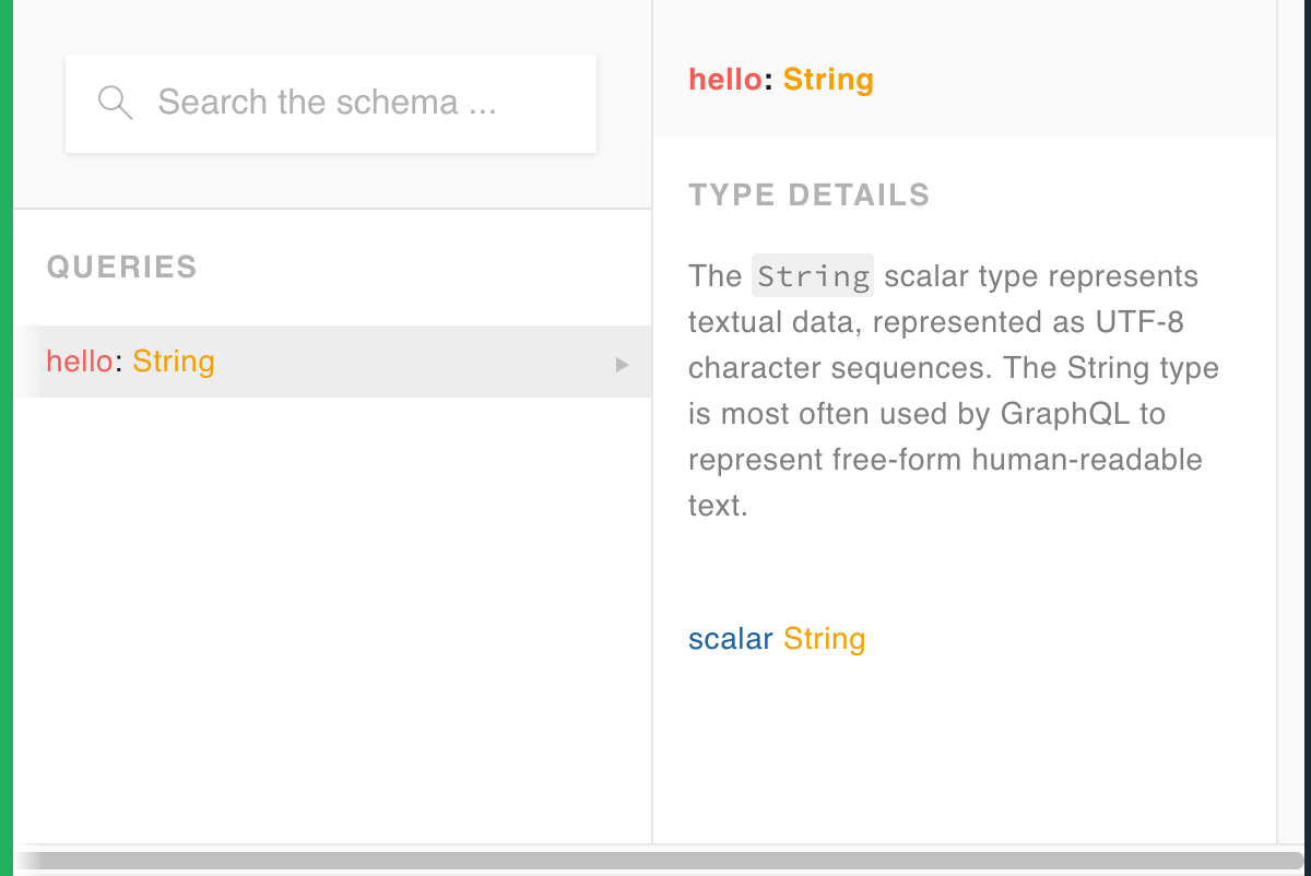 graphql playground - hello world schema