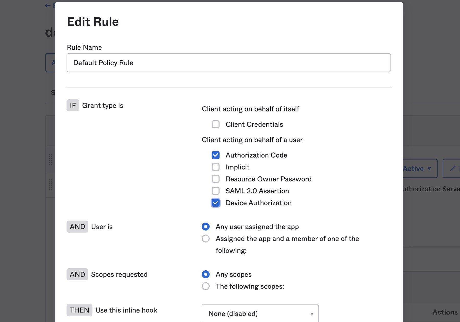 Enable device flow on a custom Authorization Server