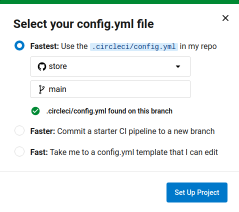 CircleCI project setup form