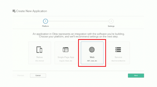 Okta New Web Application