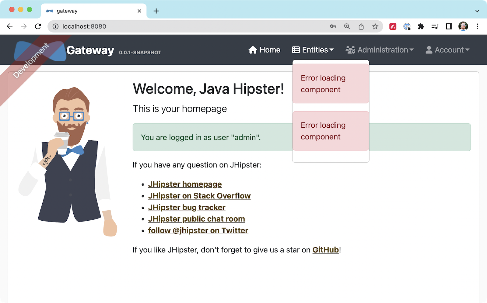 The gateway’s entities are unavailable