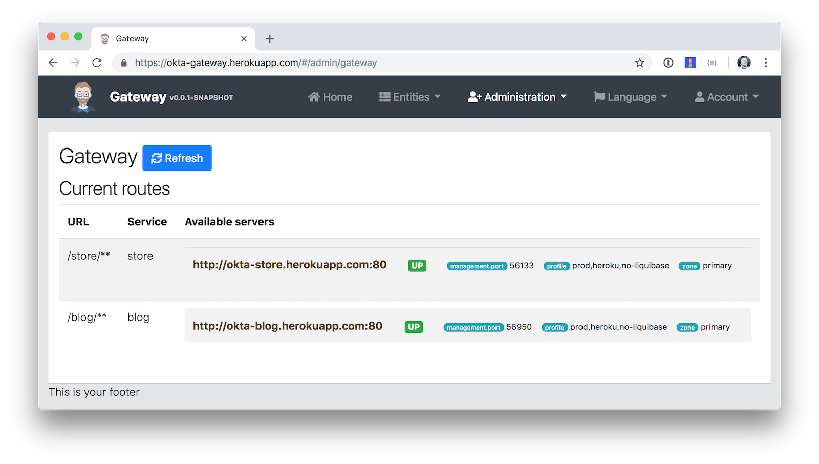 Heroku Gateway Routes