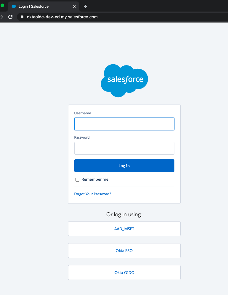 Salesforce auth config