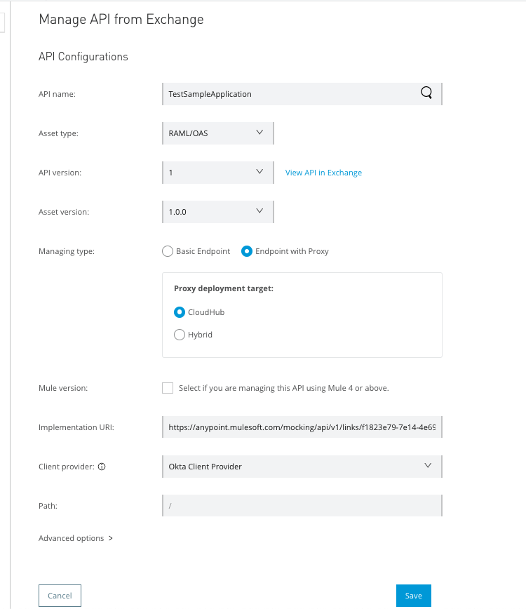 Mulesoft API config