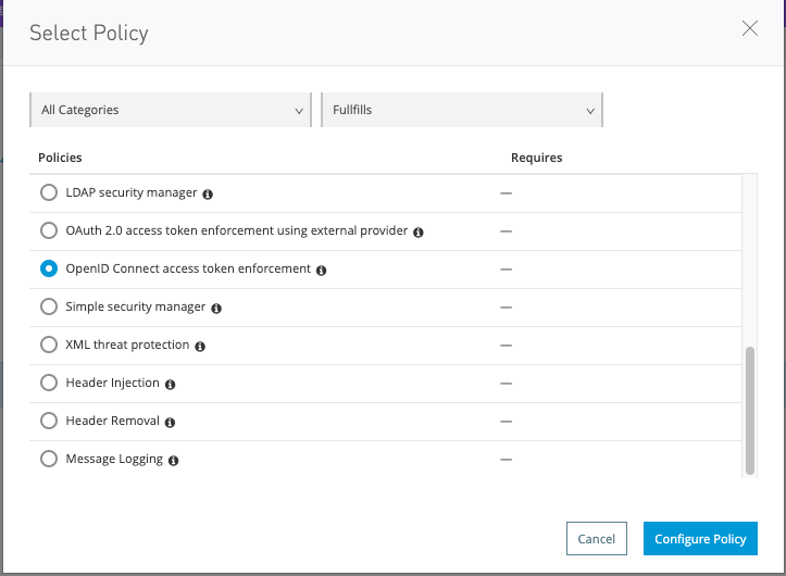 Mulesoft select policy