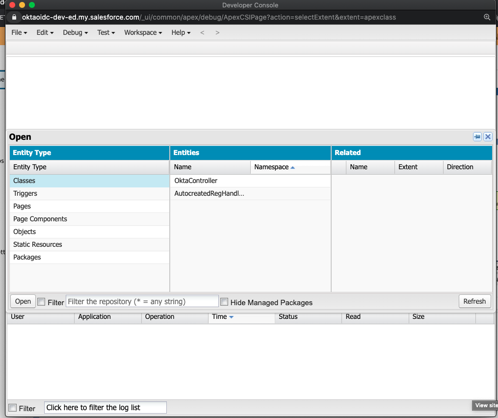 Salesforce dev console