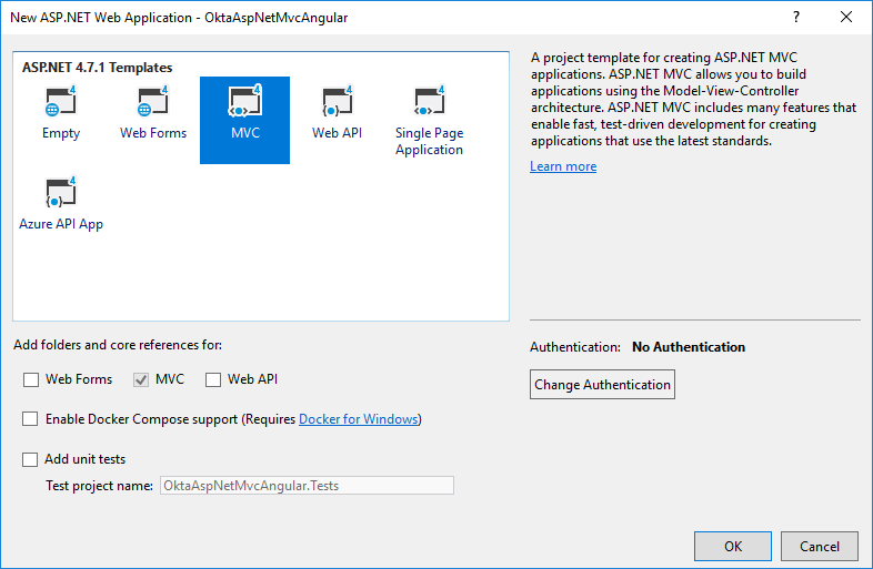 visual studio mvc project