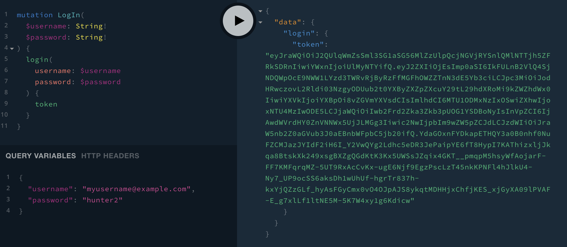 Login Mutation With Variables