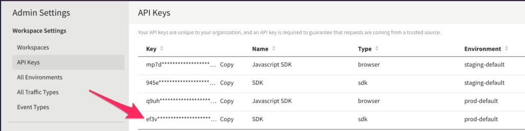 split api key