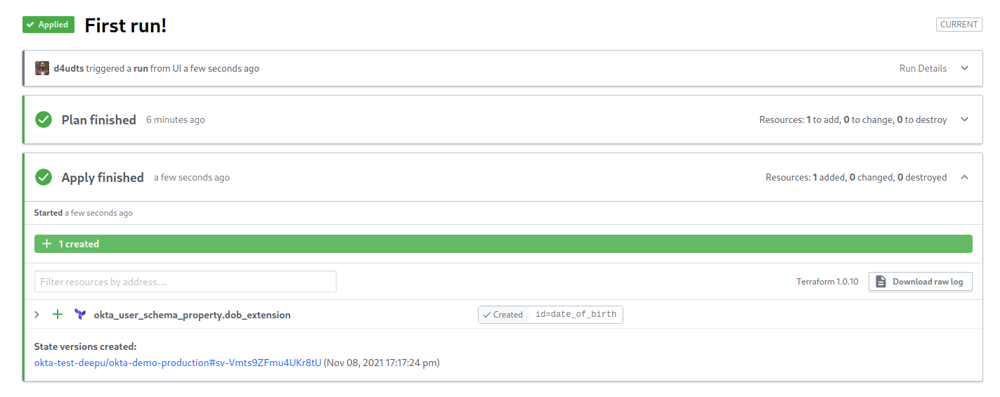 Terraform Cloud apply running