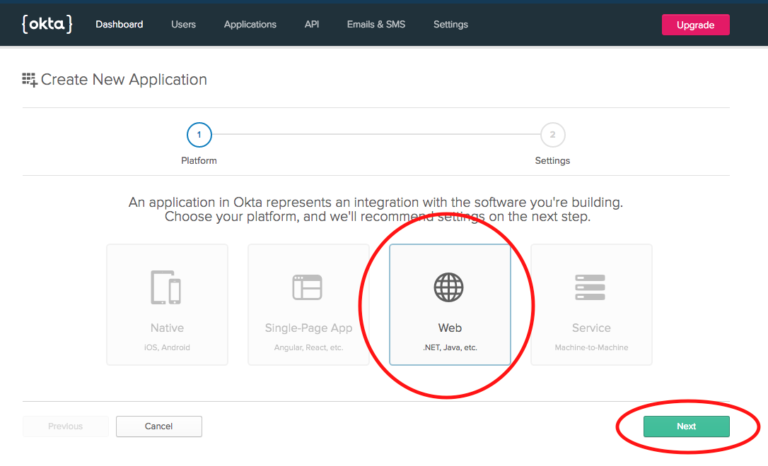 Add Okta web application