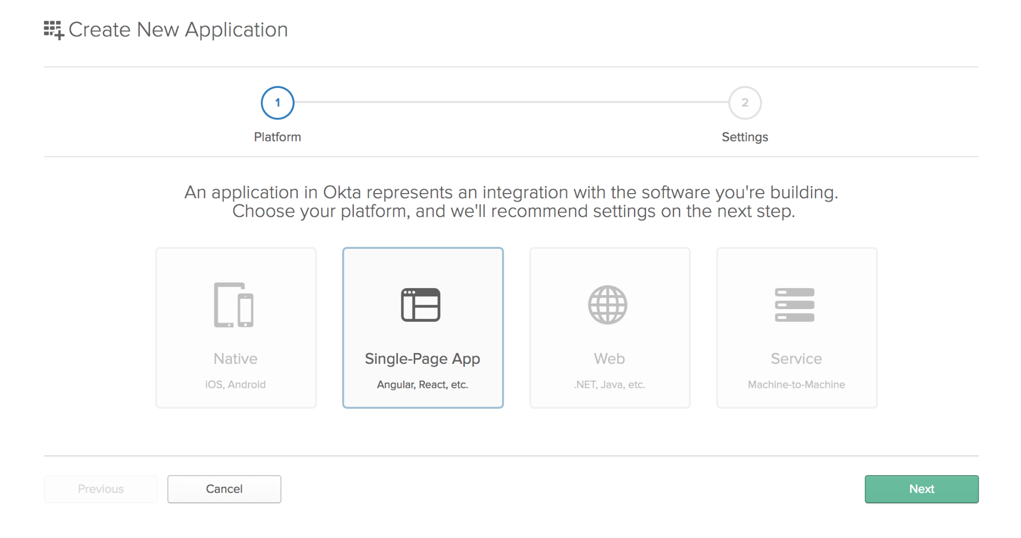 Choose the application type