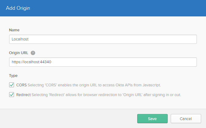 Okta Add Origin