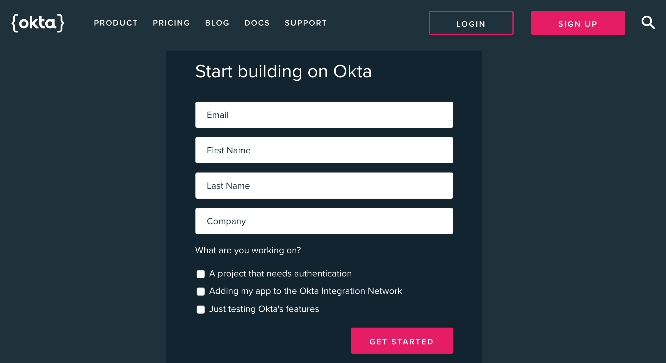Okta Developer Signup