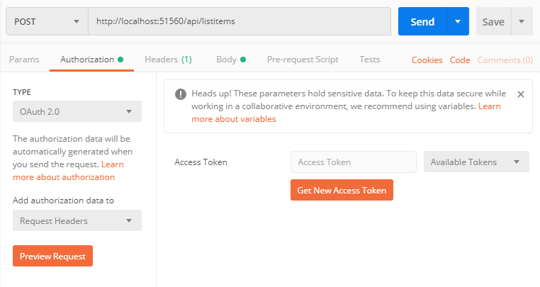 Postman get access token