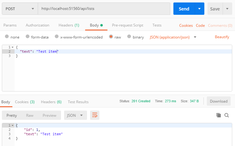 Postman Create Item