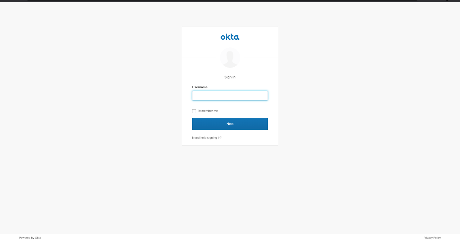 Final Okta login