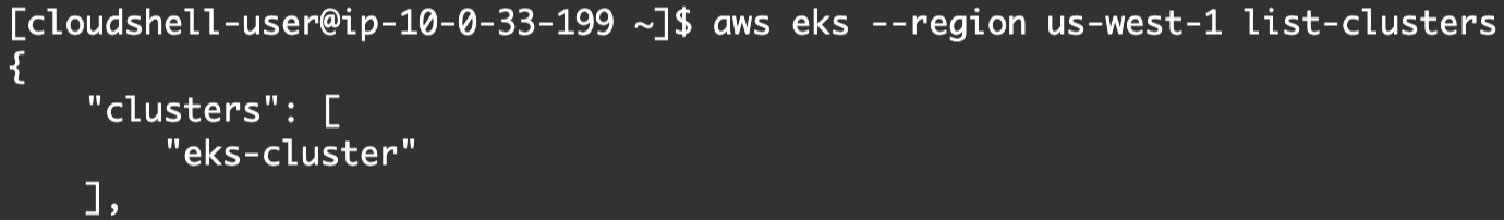 Terminal - list-clusters