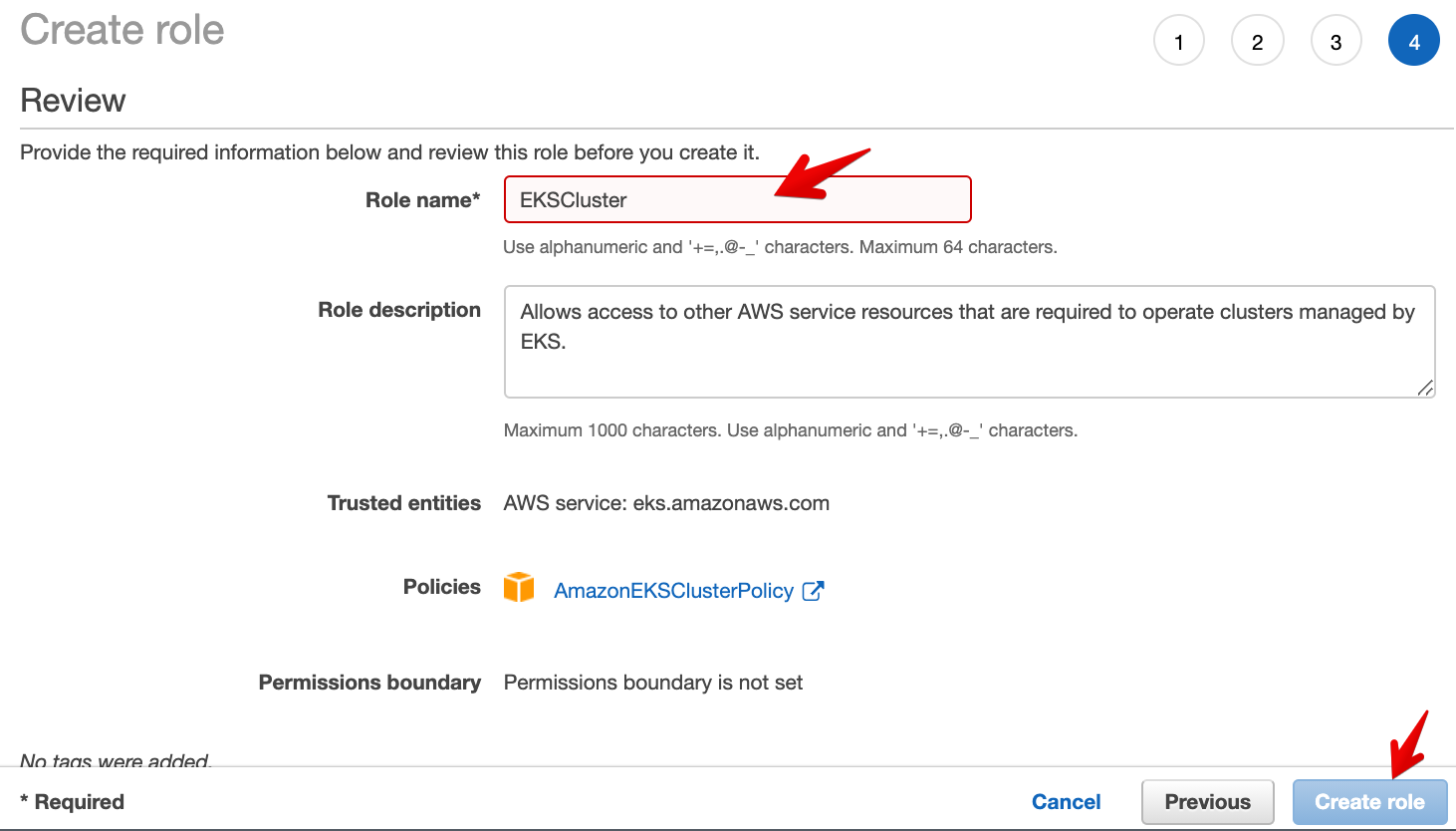 AWS EKSCluster Role Creation