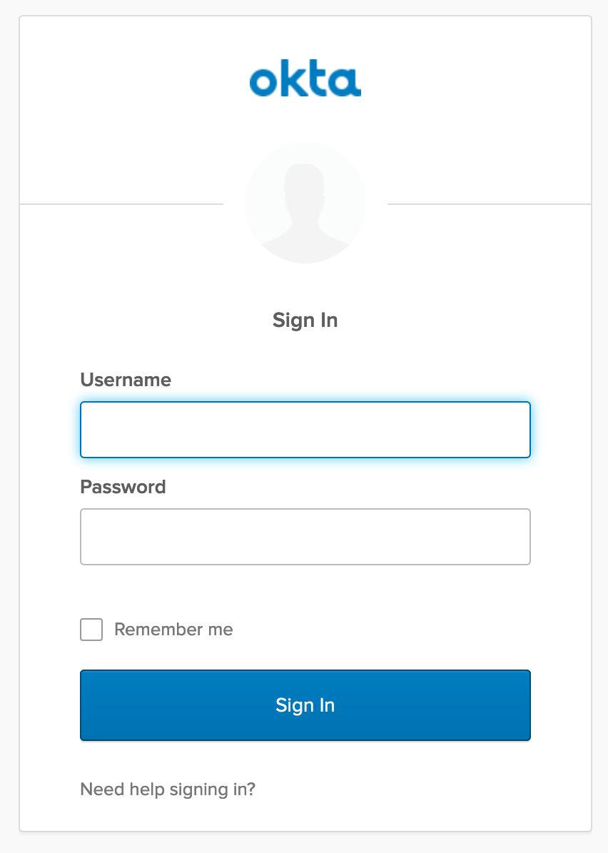 Okta Login form