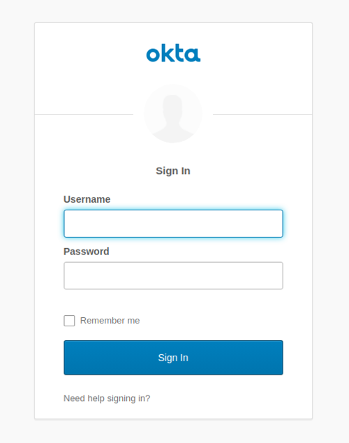 Okta login form