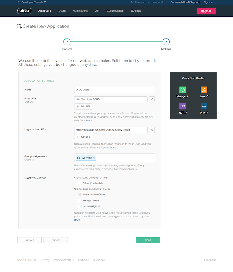 oidc settings