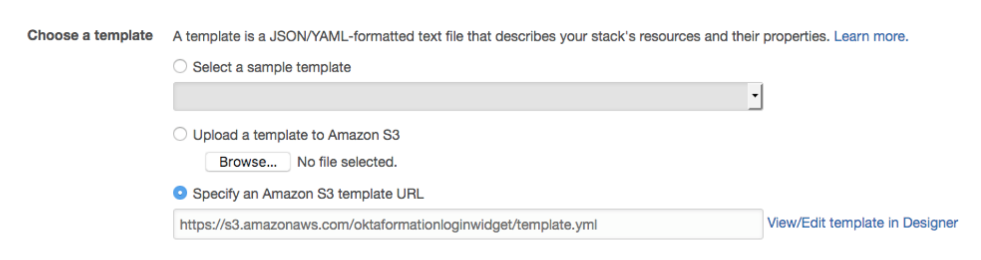 CloudFormation choose template