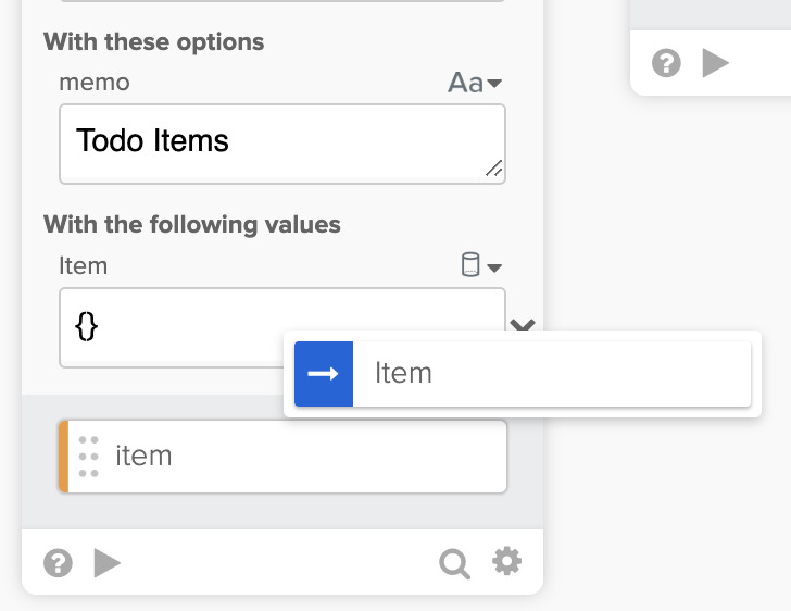 Selecting the data to send to the helper flow