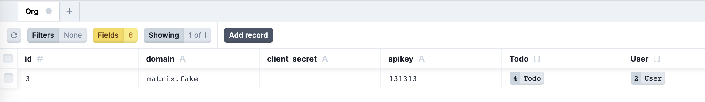 Database with new organization